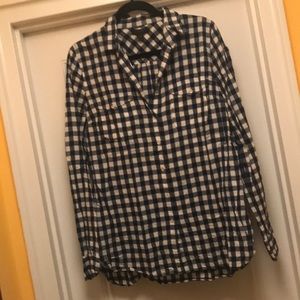 J.Crew Navy Check Shirt - size 14 TALL